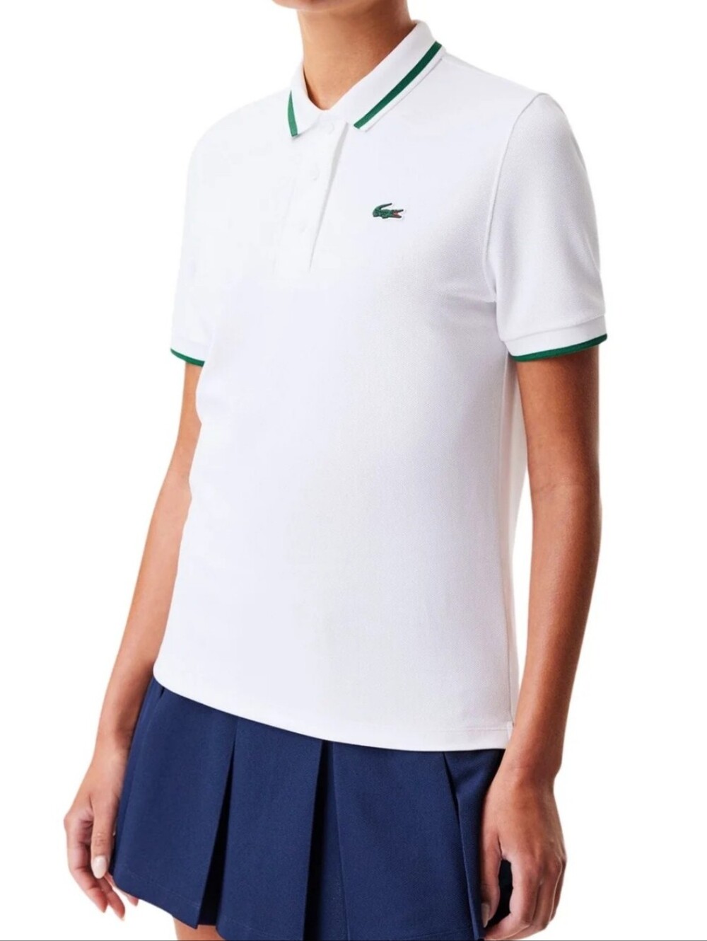 NEW$145 Lacoste Piqué Tennis Polo w/ Contrast Stripped Collar Shirt Sz 34 US 2